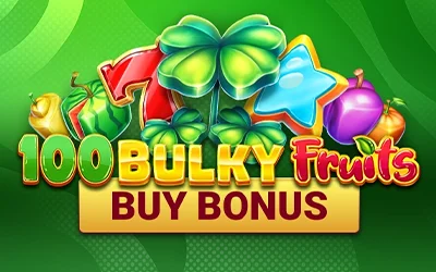 Visueel beeld van 100 Bulky Fruits Buy Bonus van Amusnet, een moderne fruit-slot met Wilds, Scatters en 100 paylines.