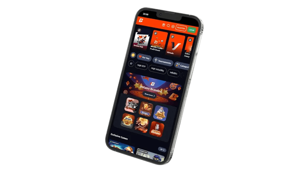 Mobiele weergave van de Betano Casino België-app met een soepele interface, intuïtieve navigatie en directe toegang tot dice games en toernooien.