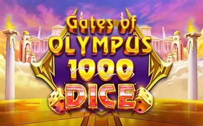 Interface van Gates of Olympus 1000 Dice met Zeus, kleurrijke dice, gouden multipliers en cascades in een goddelijke mythologische setting.
